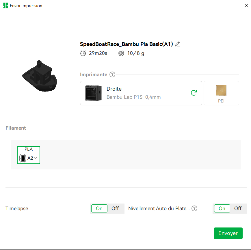 lancement de l'impression